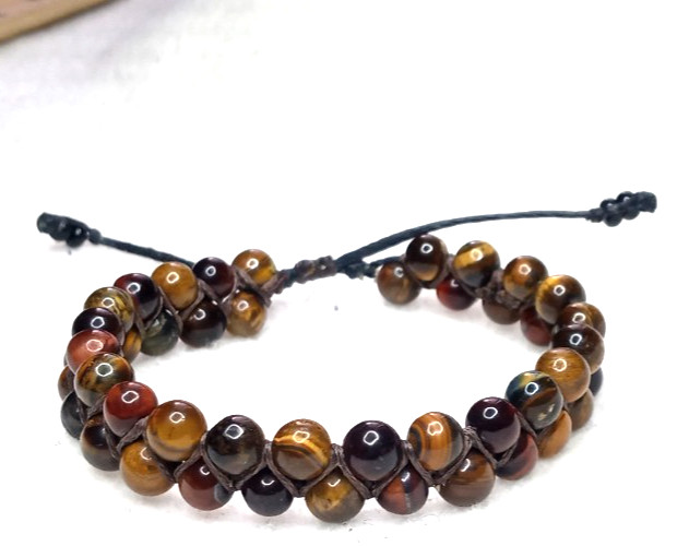 Handmade double tiger eye 6 mm beads and adjustable.