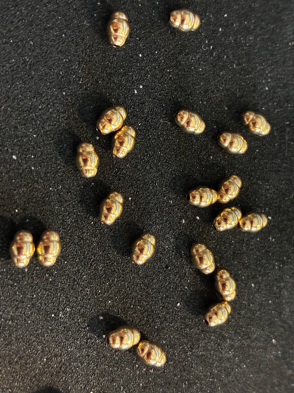 12K GOLD FILLED 3x5mm Corrugated Pearl Shape Beads . Bag of 50 pieces. Stunning!