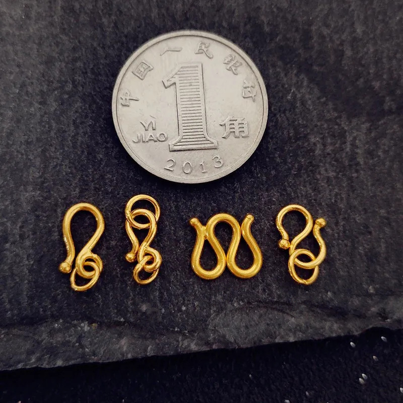 1pcs Pure 999 24K Yellow Gold M W S Clasp Extend Connector Diy For Chain
