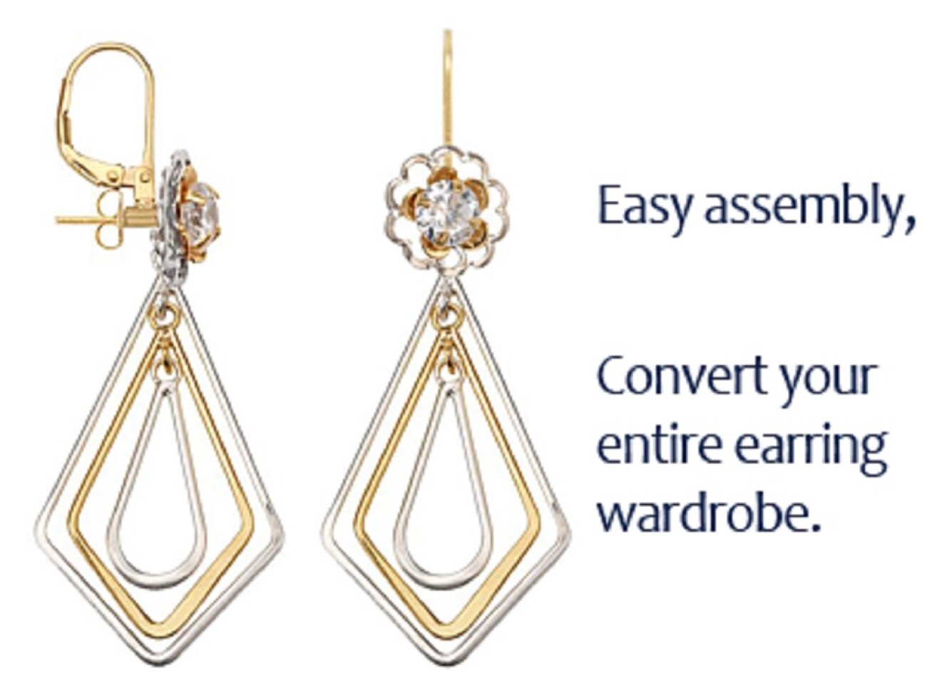 Earring Converter for pierced ears Converts Post earring to Lever-back Earrings