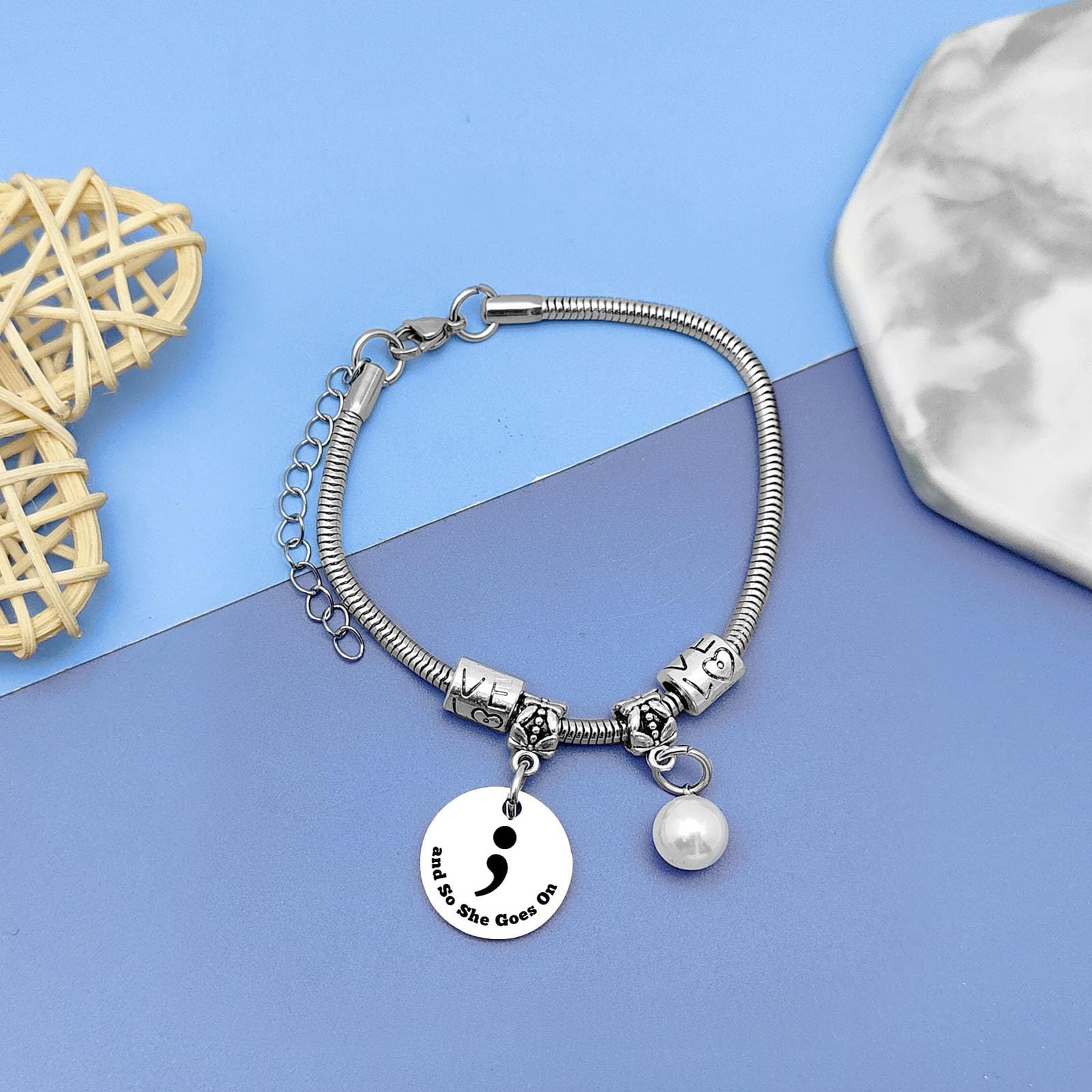 Mental Health Gifts for Women Semicolon Bracelet Inspirational Gifts for Depress
