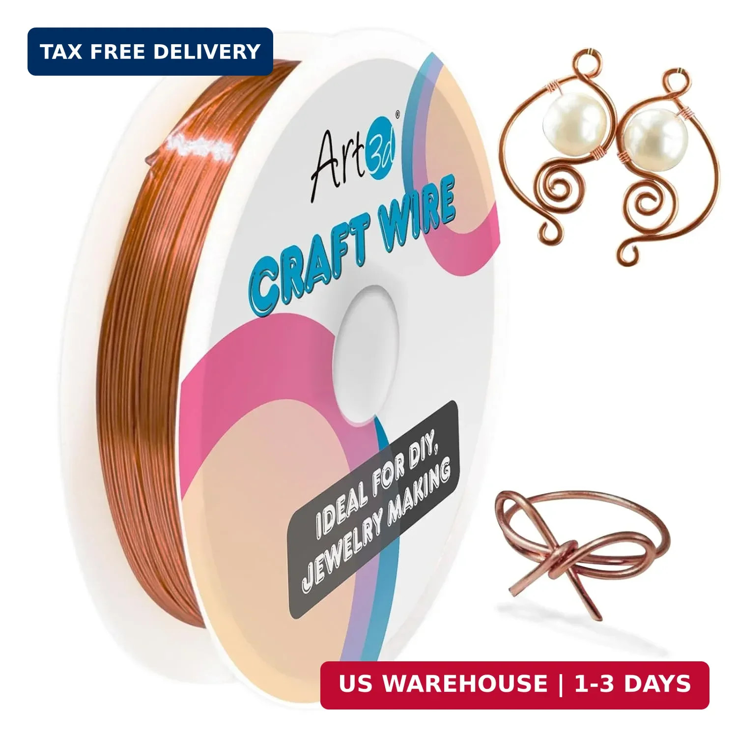 Art3d 18 Guage 120 FT Craft Wire for Jewelry Making, Beading, Sculpting, Gardeni