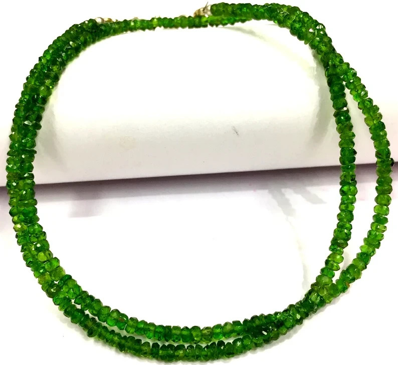 AAA QUALITY Great Luster Natural Chrome Diopside Beads Faceted Rondelle Beads.