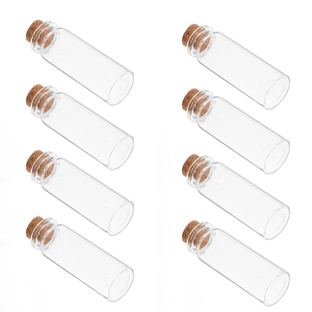 24 Pcs Mini Glass Bottles Clear with Stopper Powder Dispenser for Craft