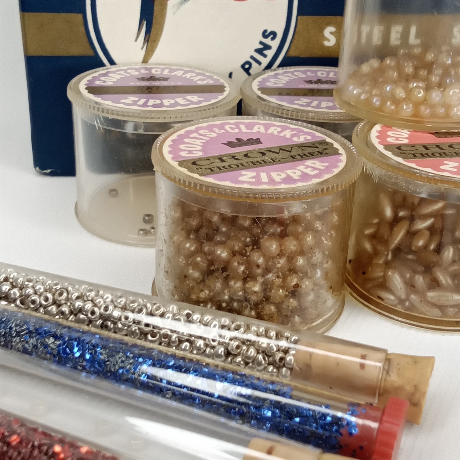 Vintage MCM 1950s Coats & Clark Plastic Beads Crafting & Jewelry Making Lot