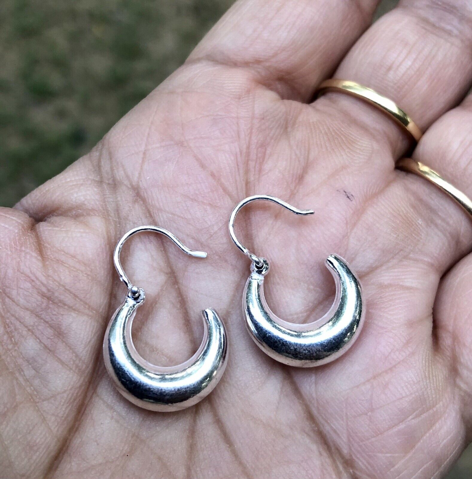 925 Sterling Silver Handmade Small Hoop Earrings, Huggies, Kundal, 14mm, 2.6 gm