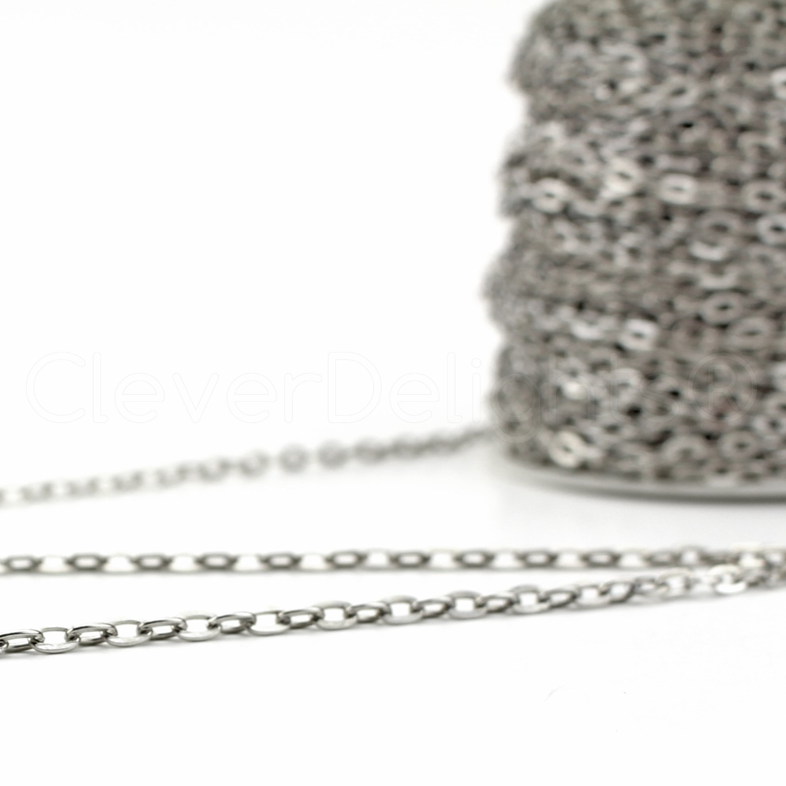 4x6mm Cable Chain – Platinum Silver Color – 100 500 Feet – Bulk Craft Spool