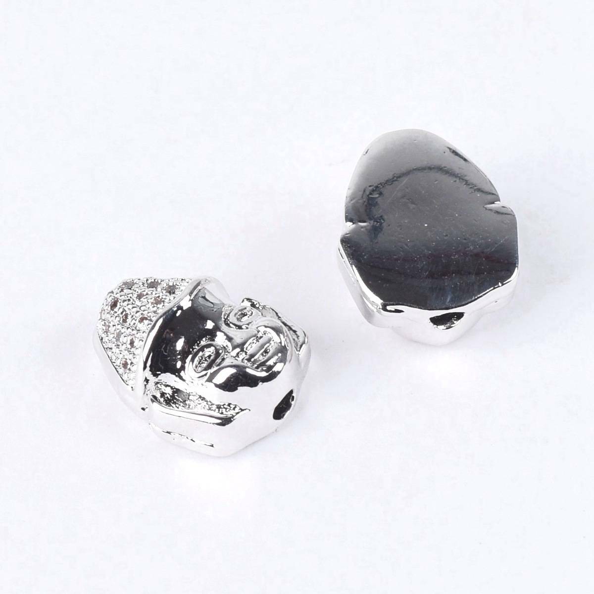 2pcs 11.4×9.5mm Buddha Head Gold Silver Crystal Copper Metal Charms Loose Beads