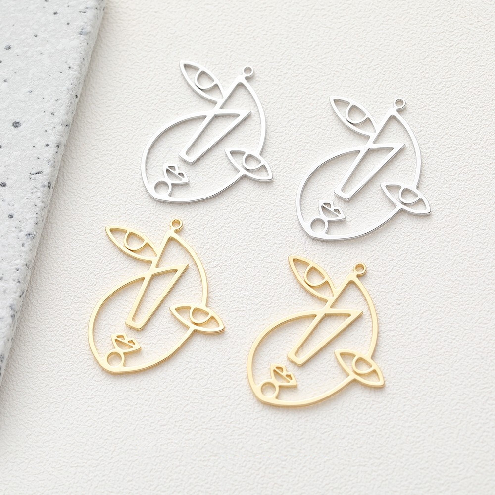 6pcs Gold/Silver Tone People Face Charm,14K Gold Plated Brass Man Face Pendant