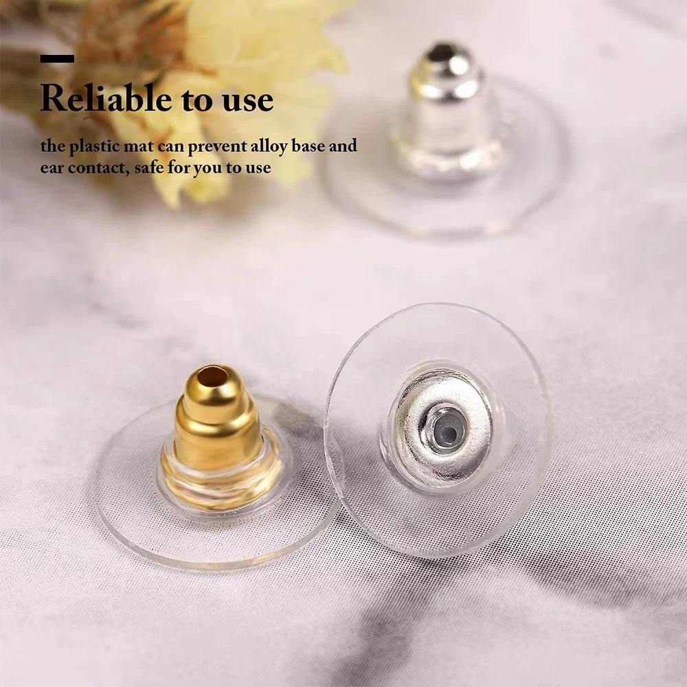 100Pcs Earring Backs Bullet Clutch Lifters for Droopy Ears Studs Silver Gold Set