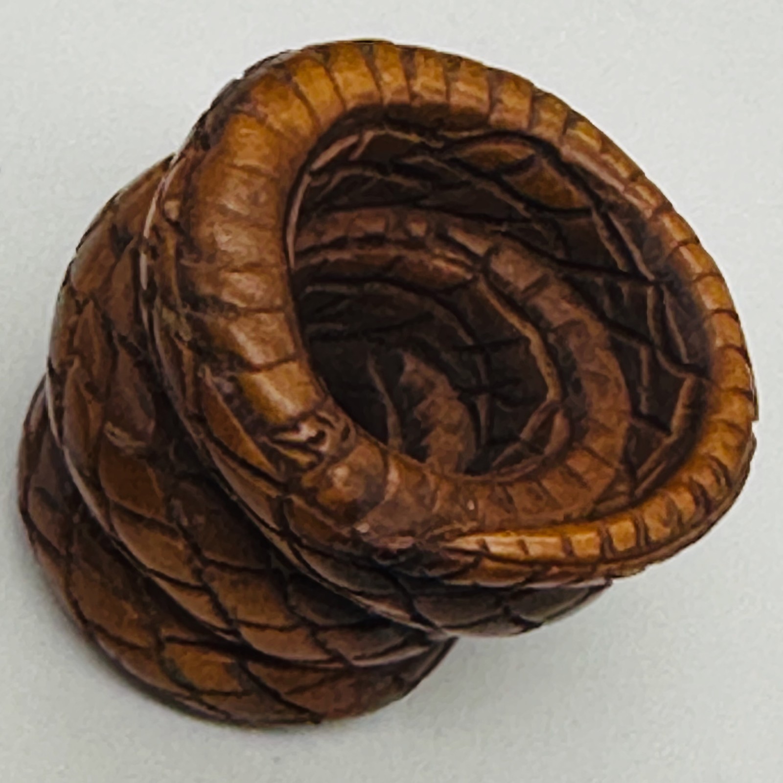 Year of the Snake 2025 Coiled Boxwood Bead | 1 Netsuke | | 17x22x23mm | Brown