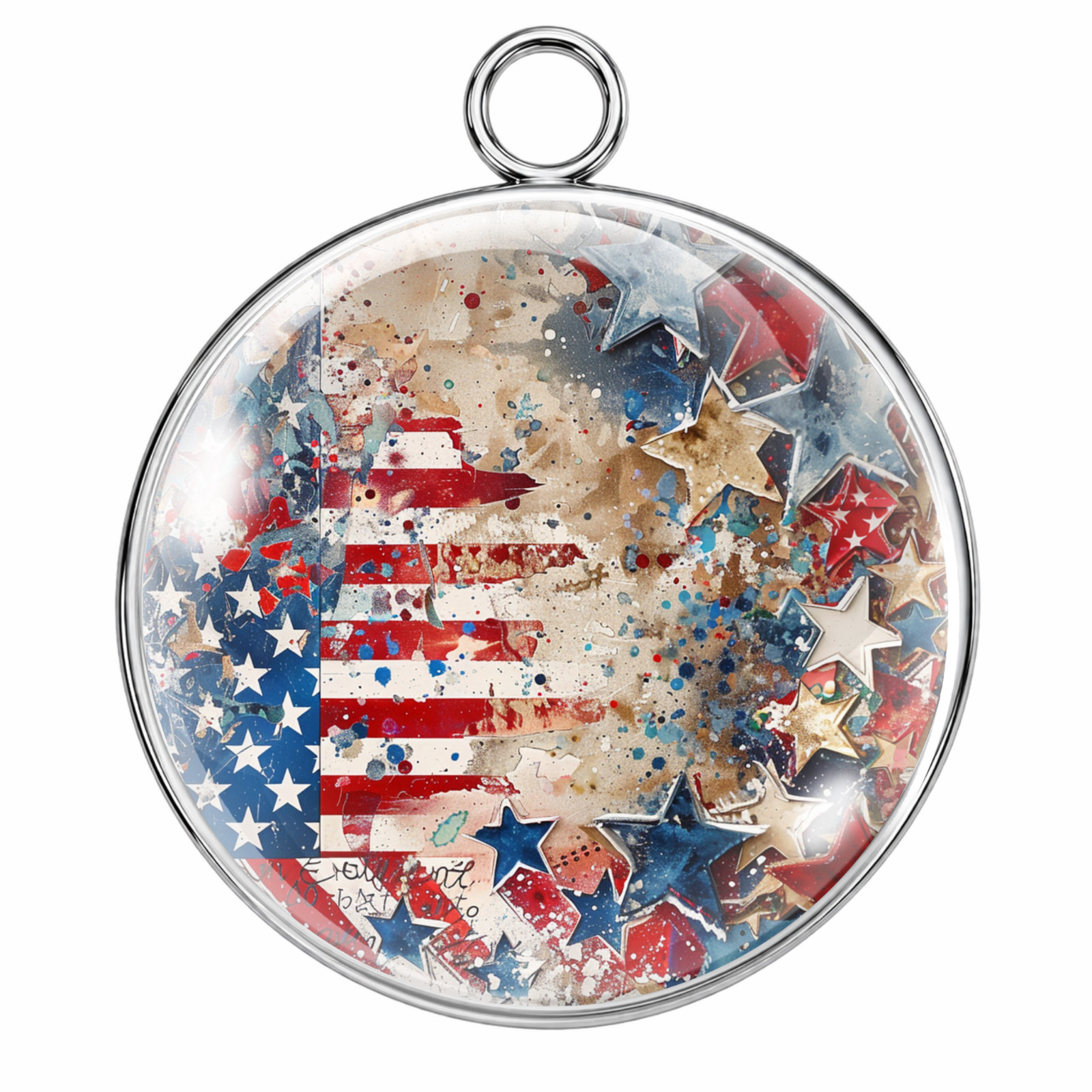 American Grunge Glass Cabochon Charms – Patriotic Eagle & Flag Pendants