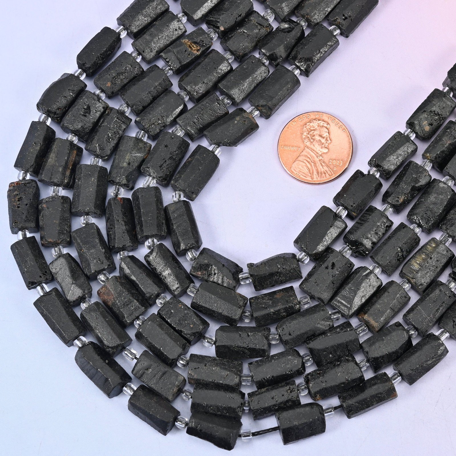 Raw Black Tourmaline Faceted Tube Beads Size 12x8mm Jewelry Making 15.5 Inch…