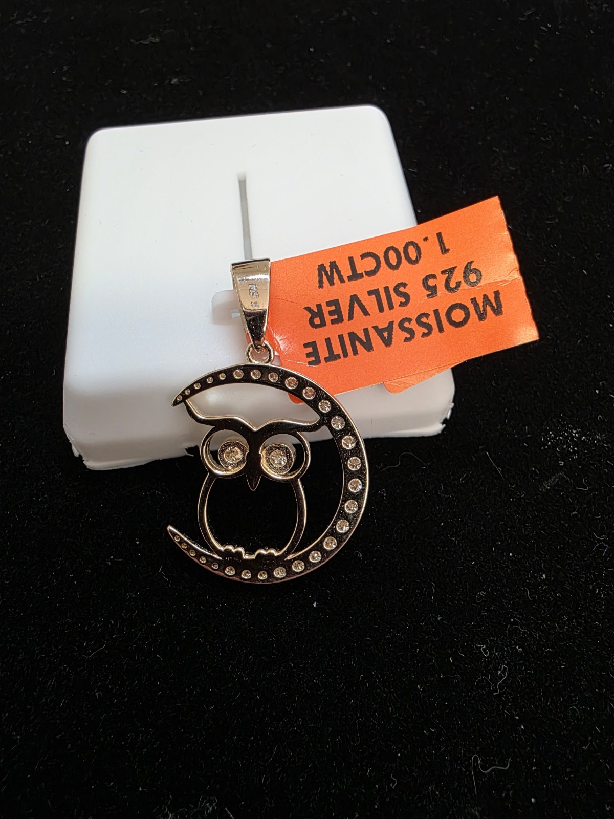 Owl Jewelry Pendant 1 ctw Moissanite 925 Sterling Silver