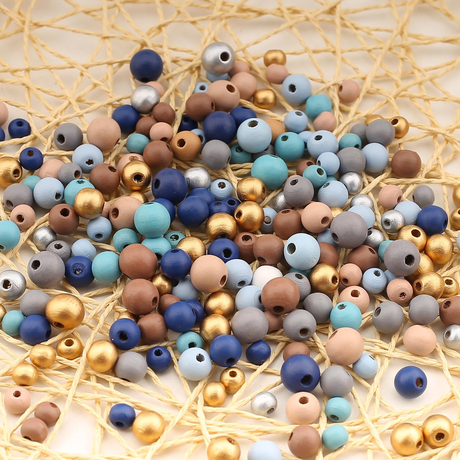 620Pcs Colorful Round Wooden Beads Assorted Color Natural Wooden Beads Blue F…