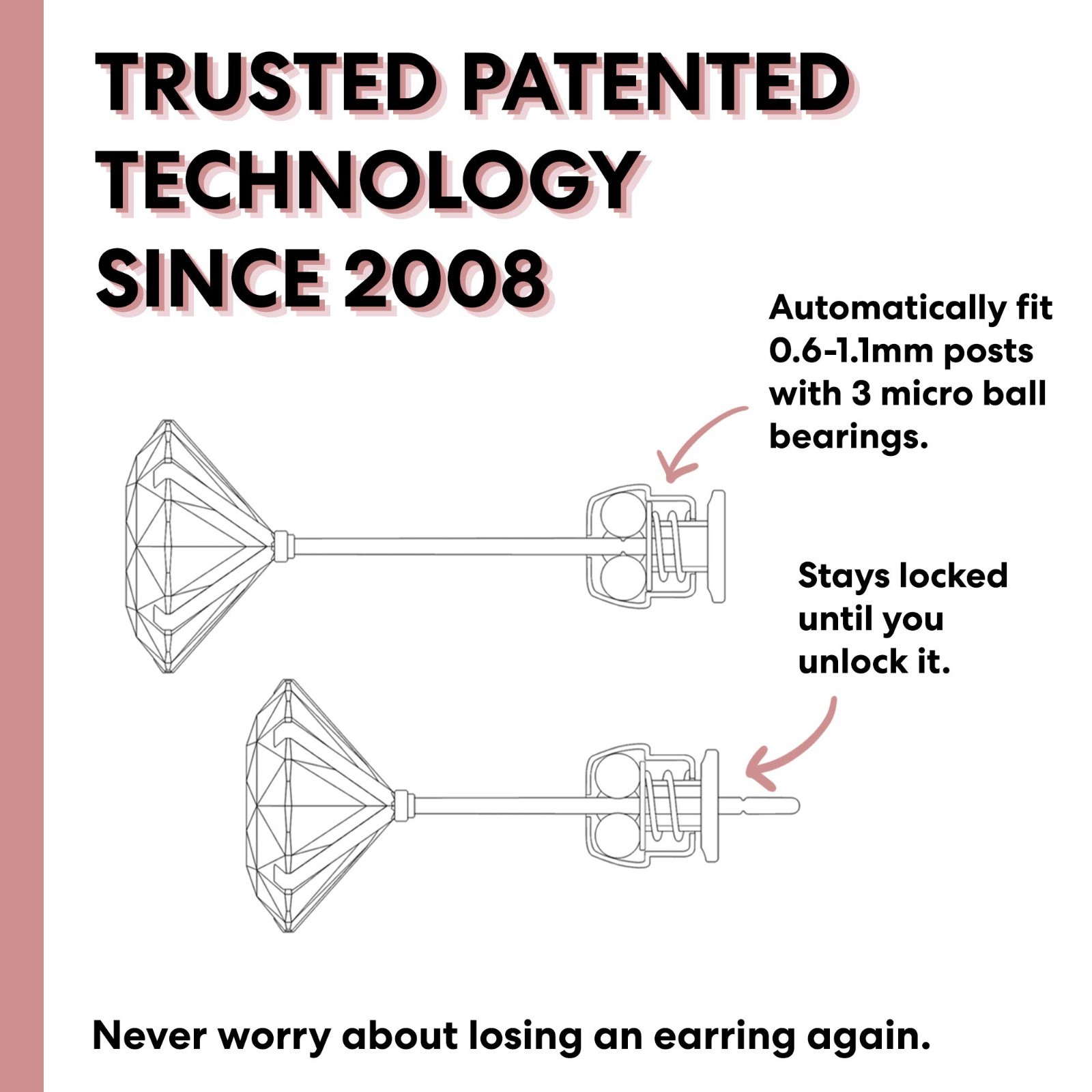 Secure Earring Back Locks – Platinum Technology for All Earring Posts, Replace S