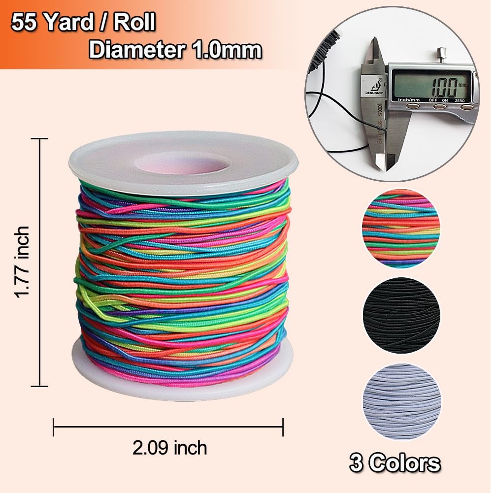 Ewparts Elastic String for Bracelets 1mm 3 Rolls 495 Feet 1.0mm, 1.0mm
