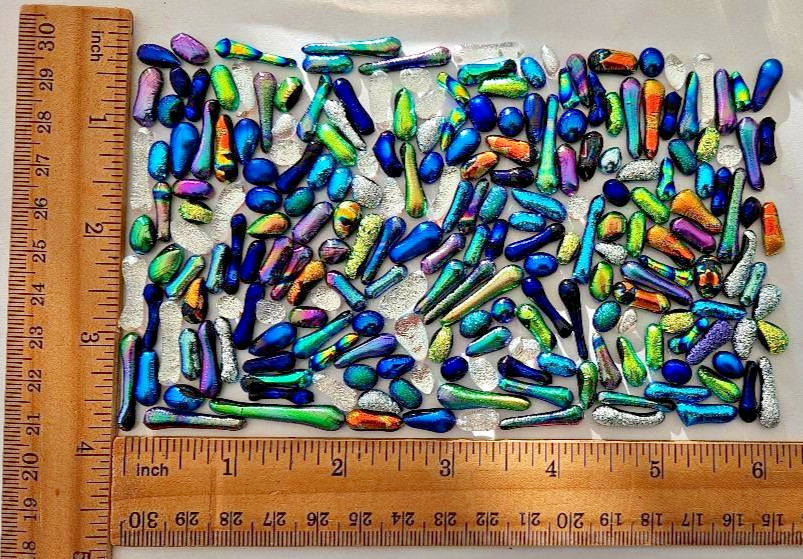 200 Tiny Handcrafted Dichroic Glass Cabochons/Lot/Jewelry Making Supplies/90 COE