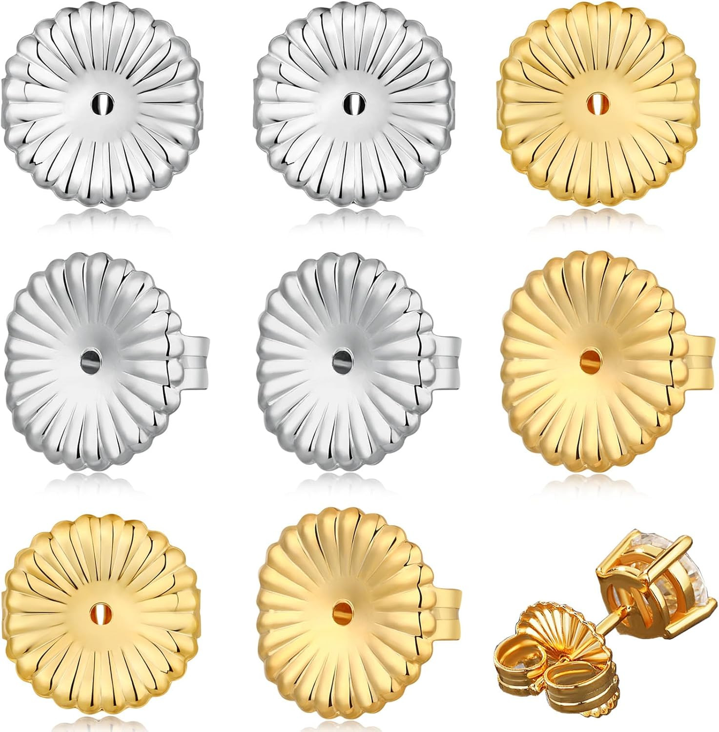 8Pieces Earring Backs for Droopy Ears, Large Earring Backs Replacements for Stud