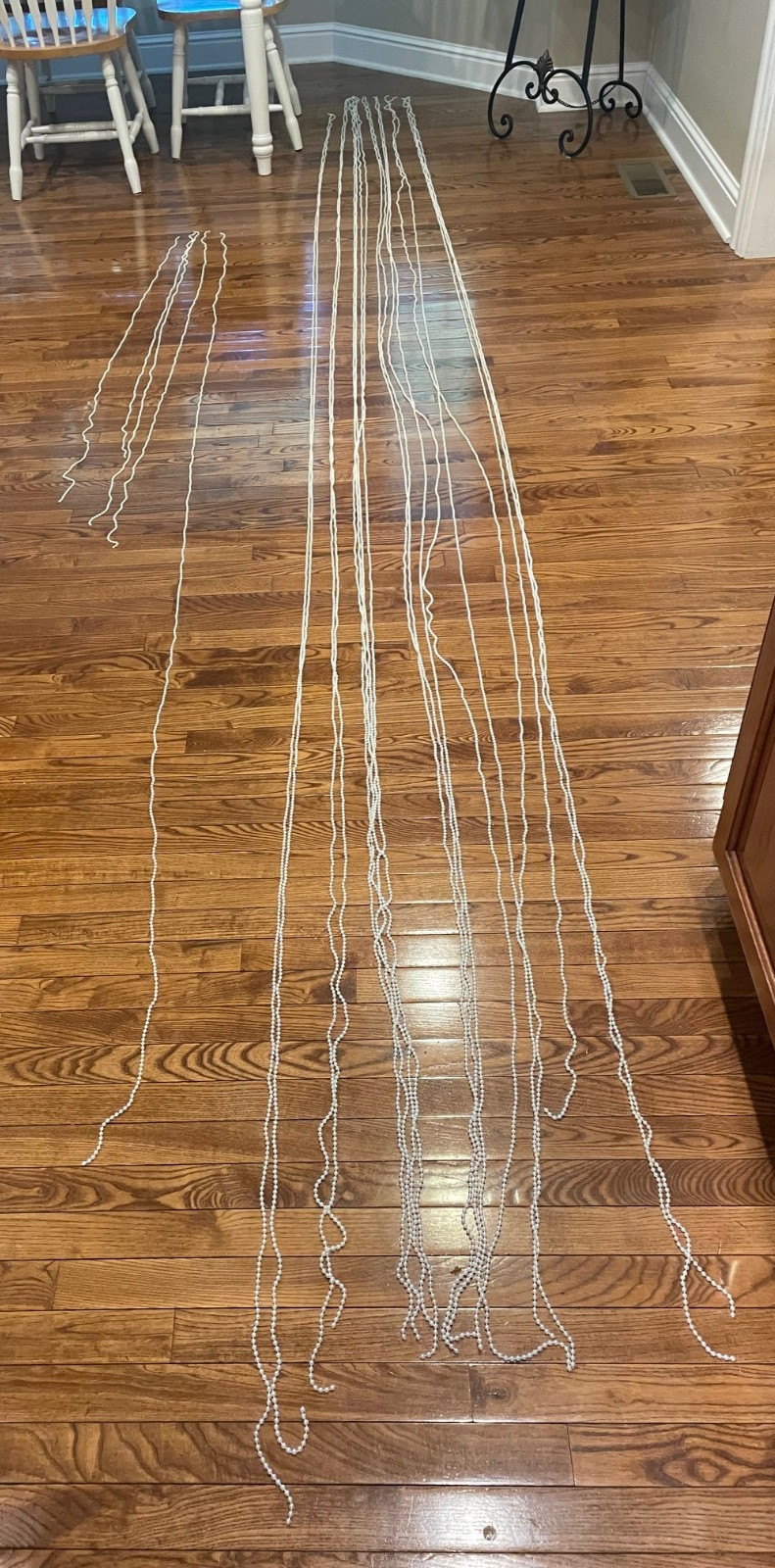 Pack of Small Fake Pearl Beads, 17 strings of 15 feet & 5 smaller strands, EUC