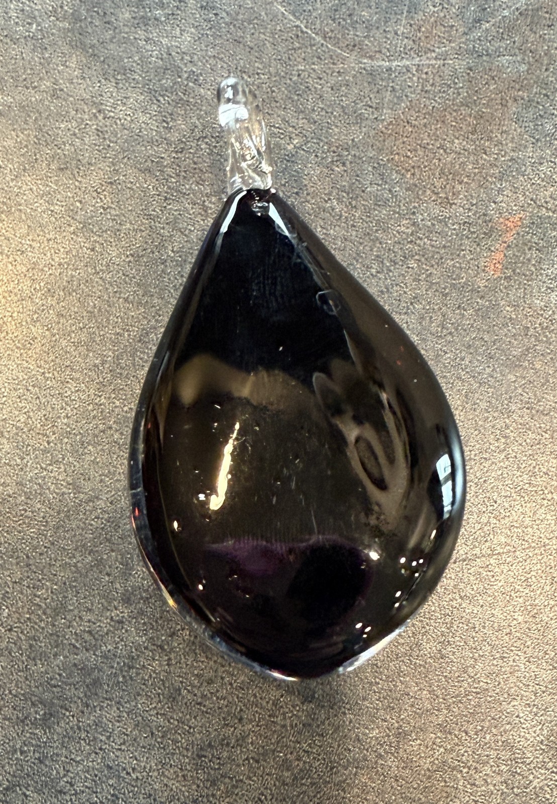 Hand Made Artisan Glass Pendant Flower Blue & Black for Crafting Jewelry