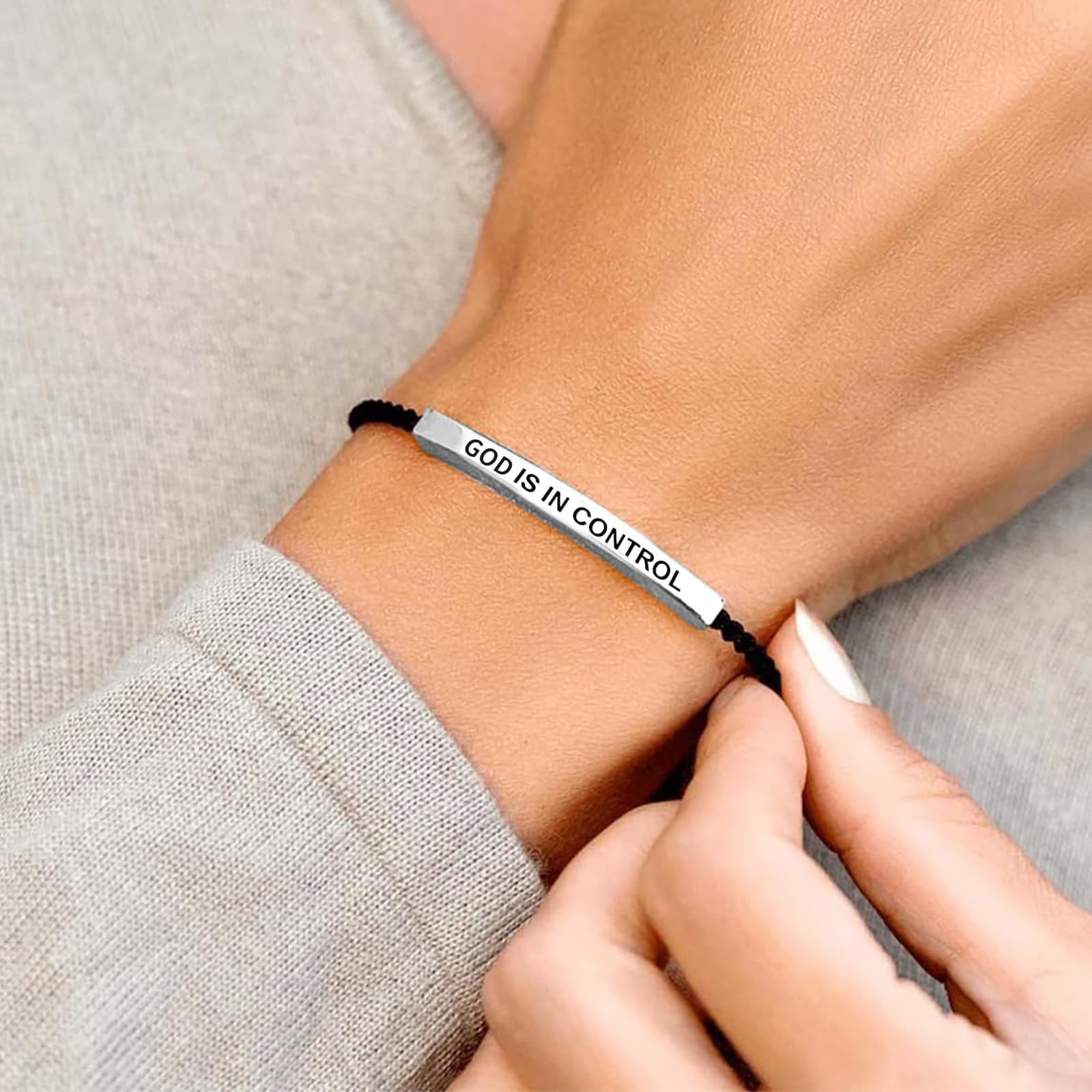 God is in Control Bracelet Inspirational Gifts for Women Braided String Tub – 01
