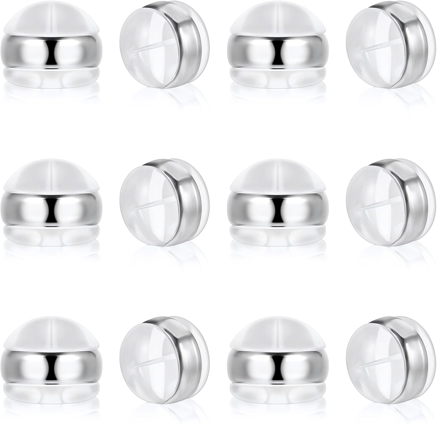 12 Pcs Silicone Flat Earring Backs for Studs Ear Wires Fish Hooks, Locking Secur