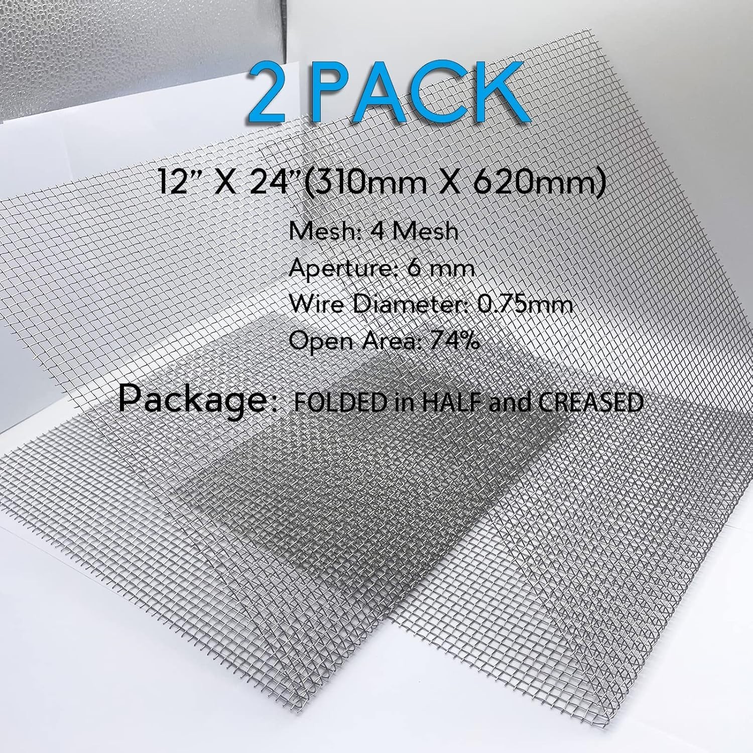 Sturdy 2PACK Stainless Steel Wire Mesh 12″ x 24″ – Easy to Cut & Customizable