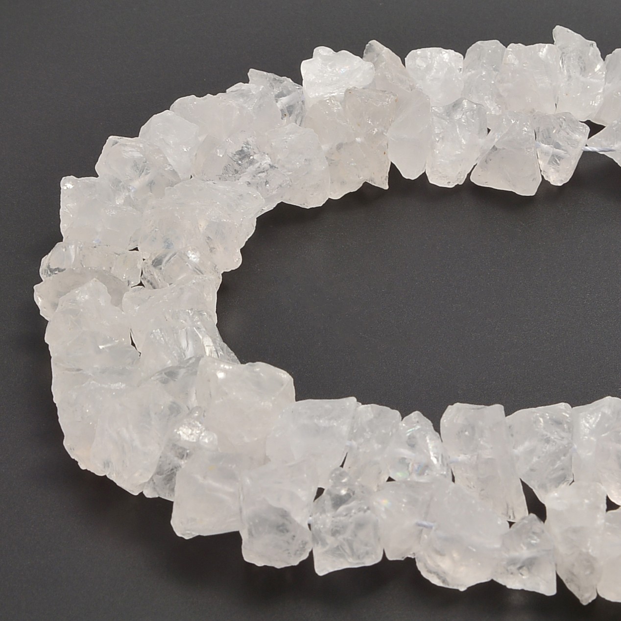 Clear Quartz Rough Nugget Chunks Center Drill Beads Approx 7x15mm 15.5″ Strand