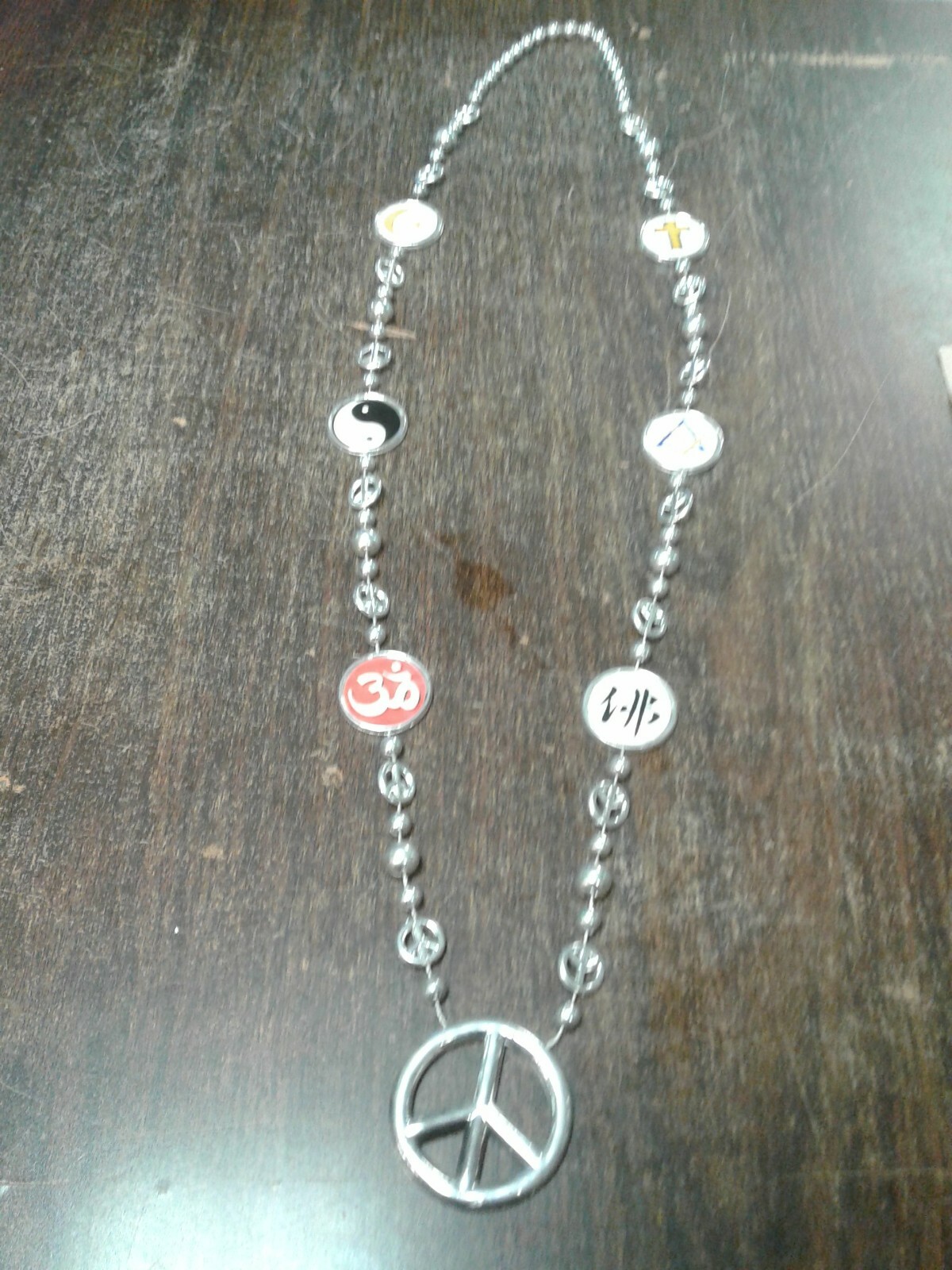 PEACE BEADS WITH ISLAM, TAOISM, JEWISH, CHRISTIAN,HINDUISM SYMBOLS GRAY UNITY
