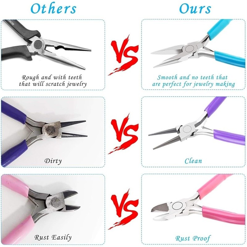 6 Piece Jewelry Making Tools Pliers Set Beading Wire Wrapping Craft DIY New