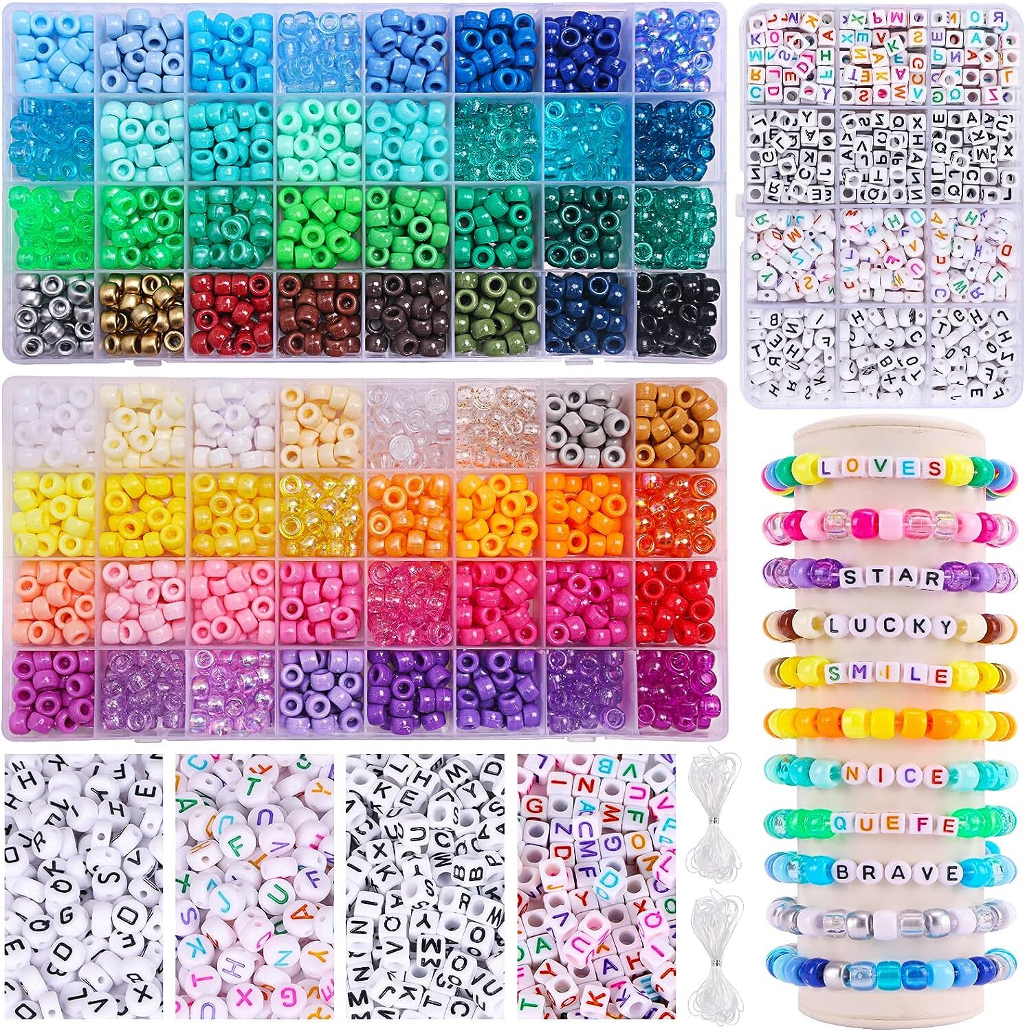 2350 Piezas, 64 Colores, Cuentas De Pony Para Kit De Fabricacion De Pulseras…