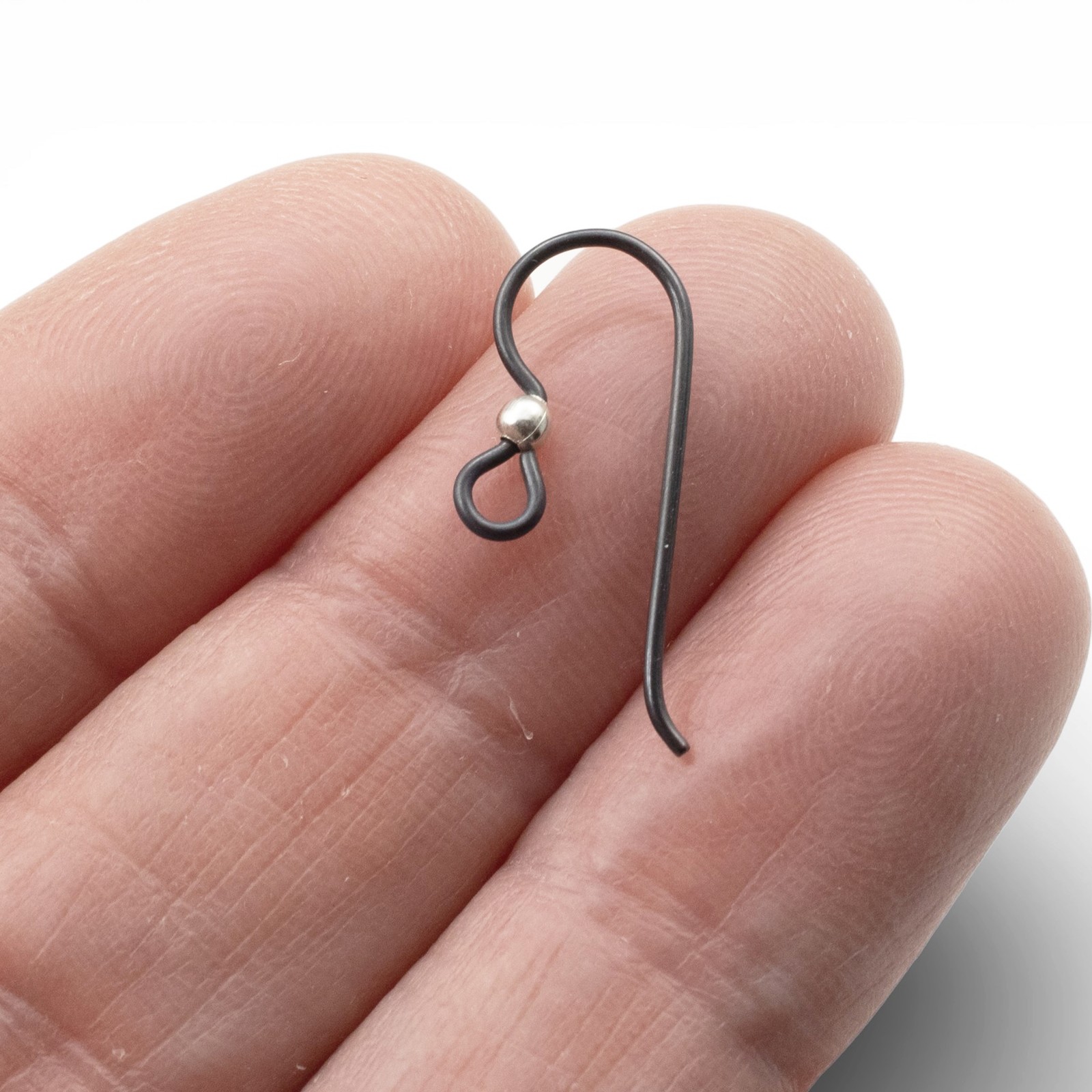 10 Black Niobium Ear Wires + 2mm Sterling Silver Bead Accent – Hypoallergenic
