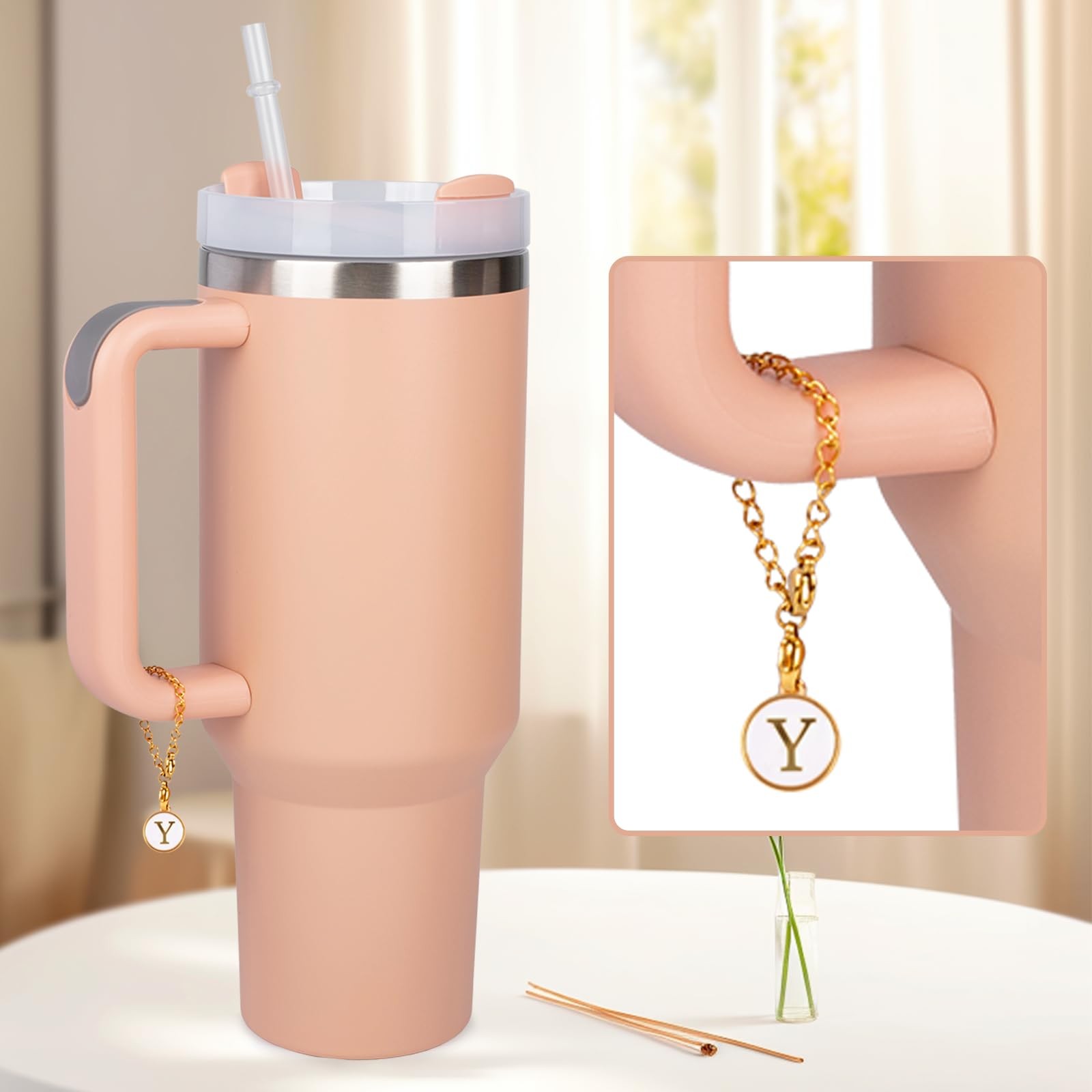 2Pcs Letter Y Charms Accessories for Stanley Simple Modern Cup Name id Plate Ini