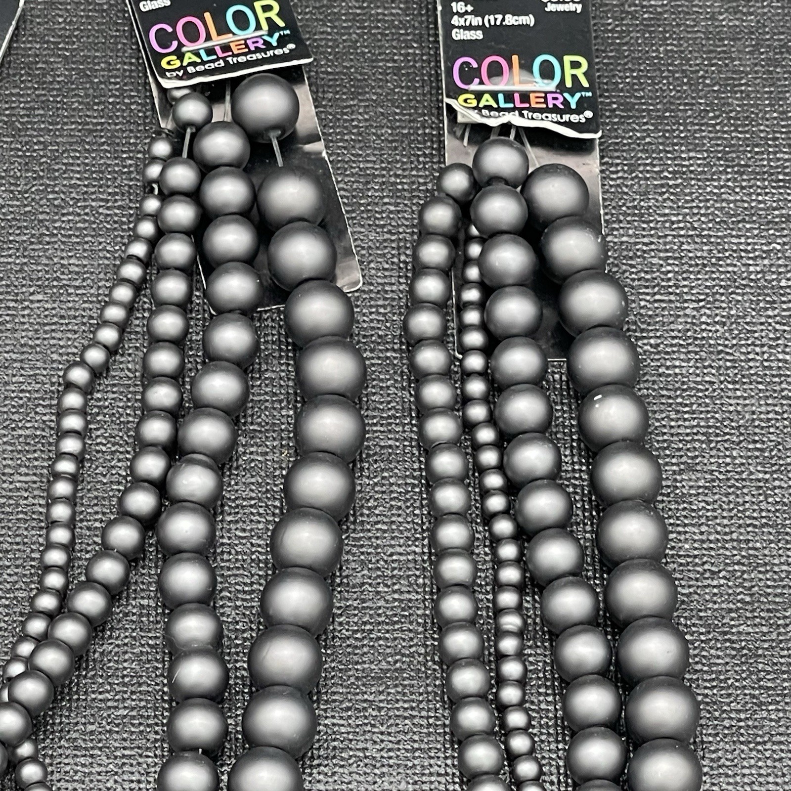 Lot of Color Gallery Multicolor Stone and Matte Black Glass Seed Beads 5 Strands