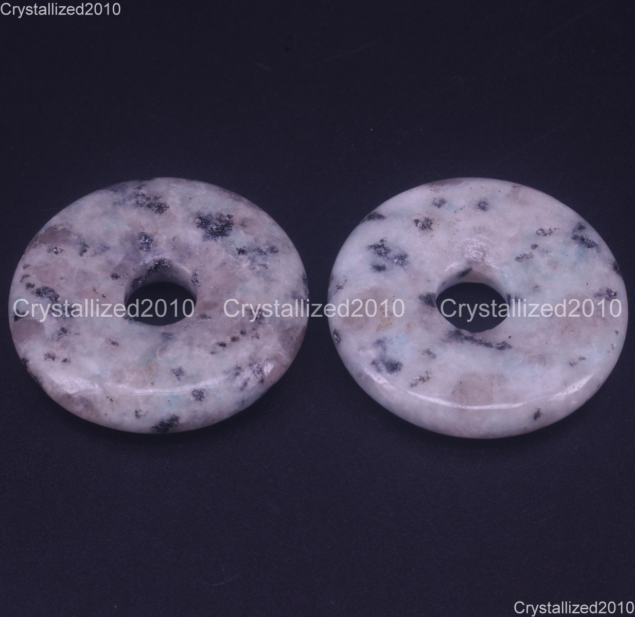 Natural Gemstone Donut Peace Buckle Pi Disc Charm Healing Pendant Beads 30mm