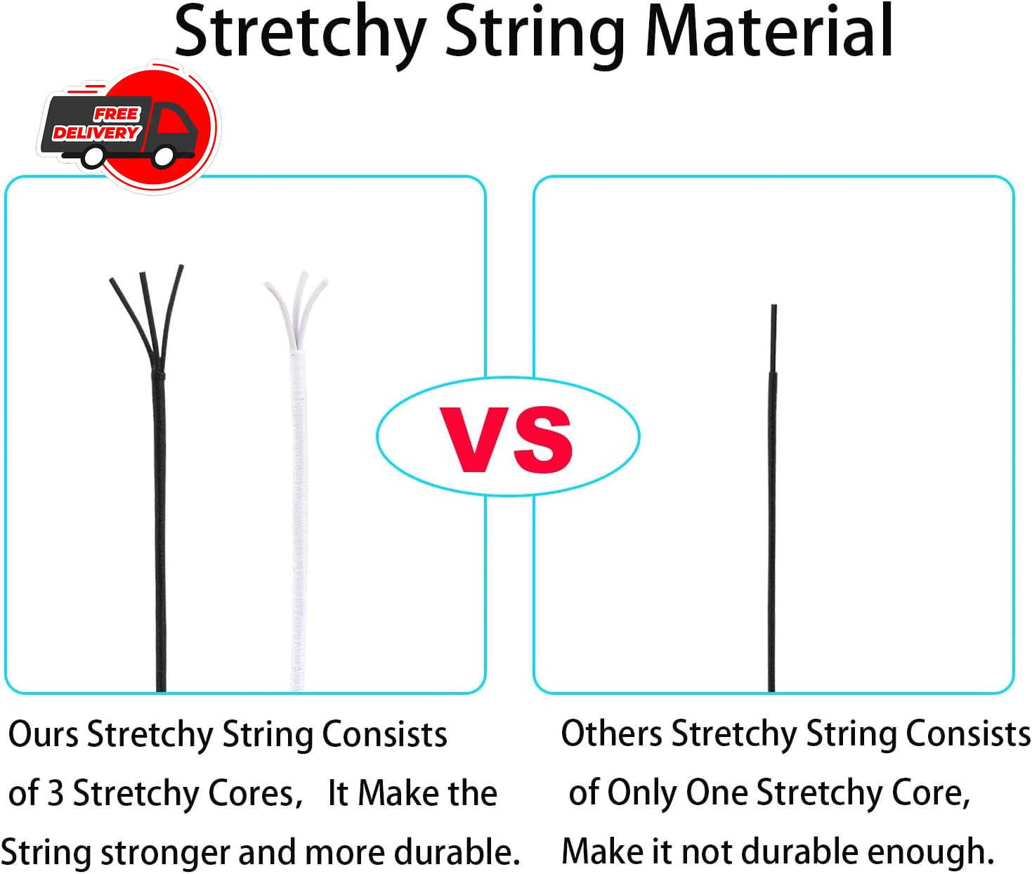 Stretchy String for Bracelets, 2 Rolls (1.0mm) 330 Feet Sturdy Elastic String C