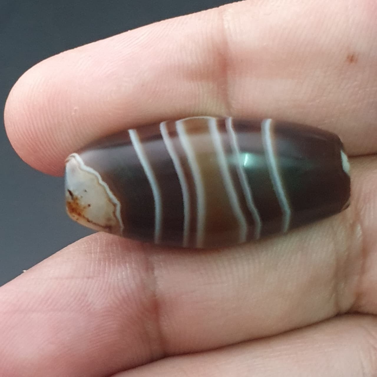 Antique Middle Eastern Natural Eye Agate Bead Amulet 31mm | Protective Talisman