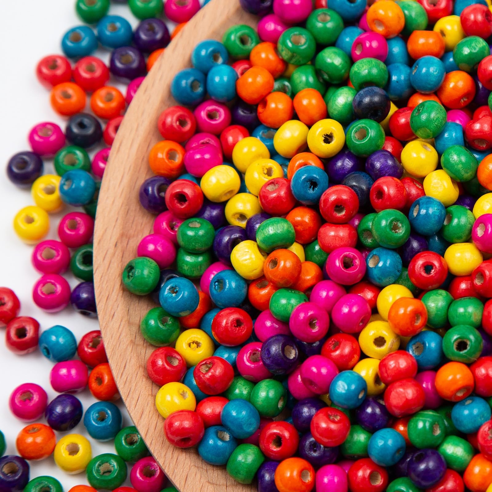 1000pcs Colorful Wooden Beads 8mm Wood Beads Wooden Loose Spacer Beads for Br…