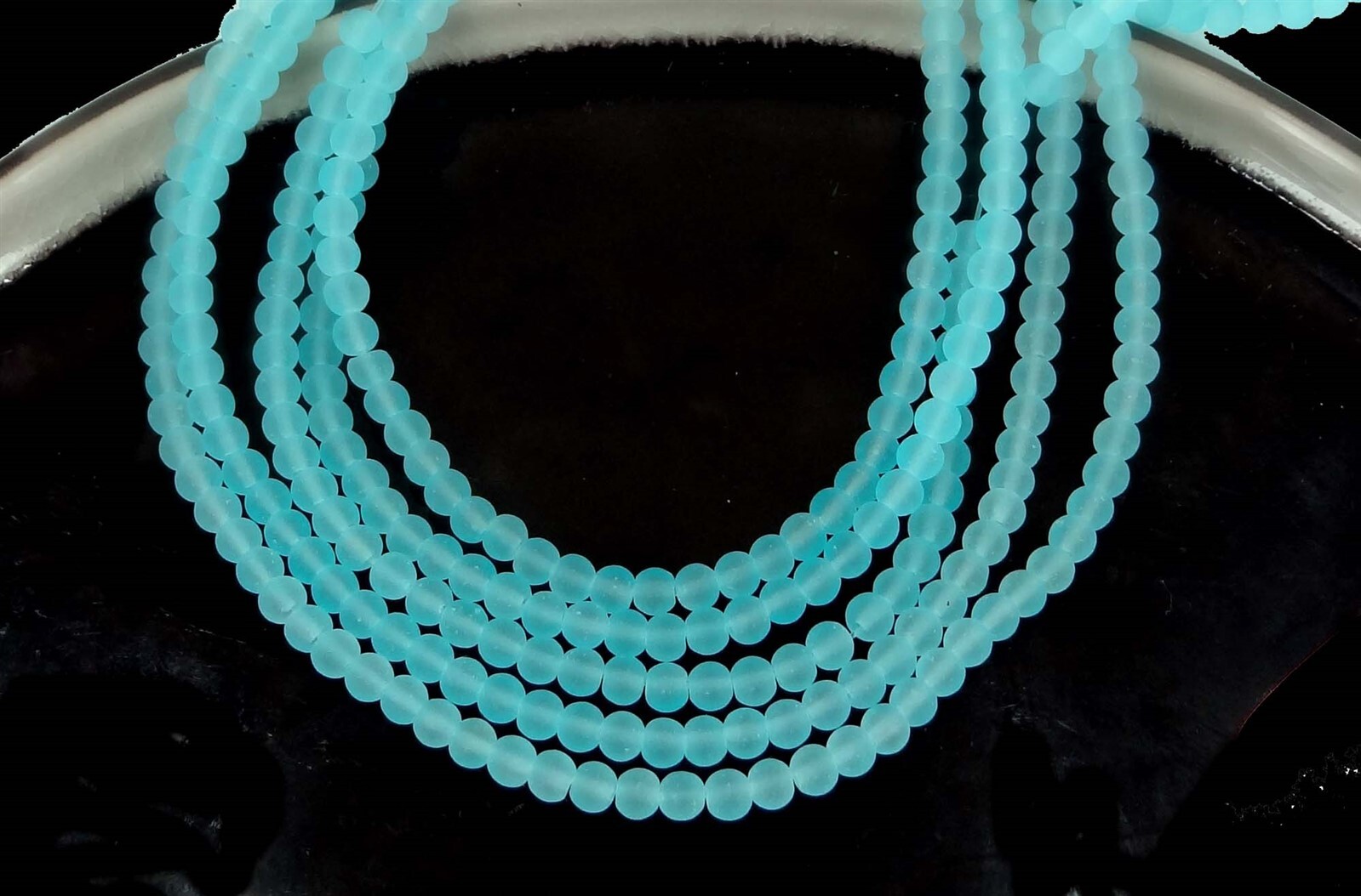 100 Frosted Sea Glass Round / Rocaille Beads Matte – Seafoam Blue 4mm