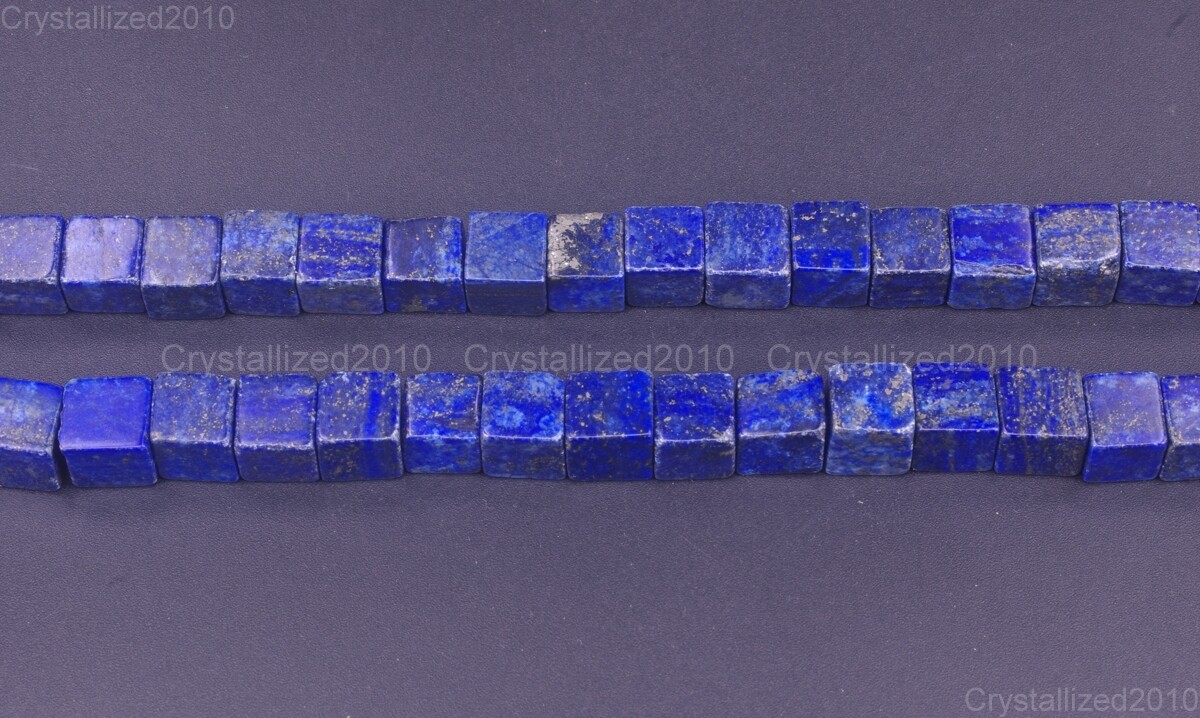 Natural Lapis Lazuli Gemstone Square Cube Spacer Beads 4mm 6mm 8mm 10mm 15.5″