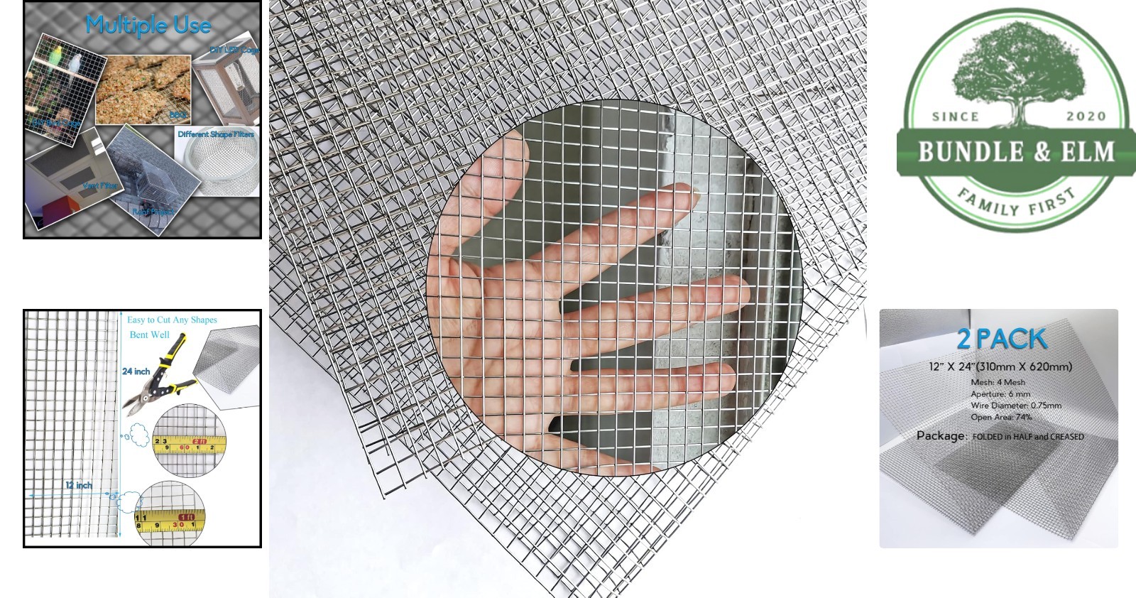 Rectangular Stainless Steel Mesh, 12×24 Inch, Heavy-Duty & Versatile – 2 Count