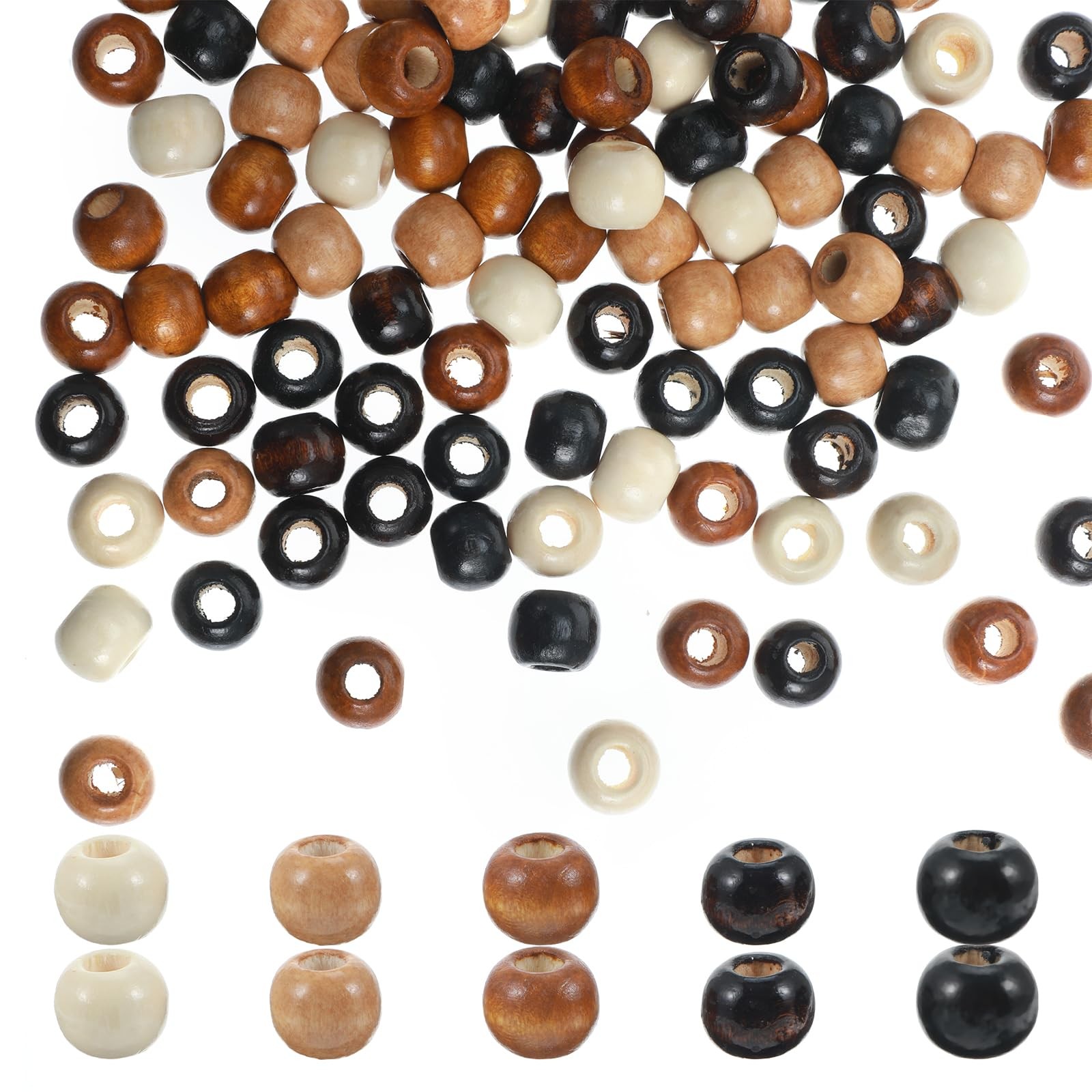100 PCS Natural Colors Wooden Beads Large Hole Vintage Round Bead Large Hole …