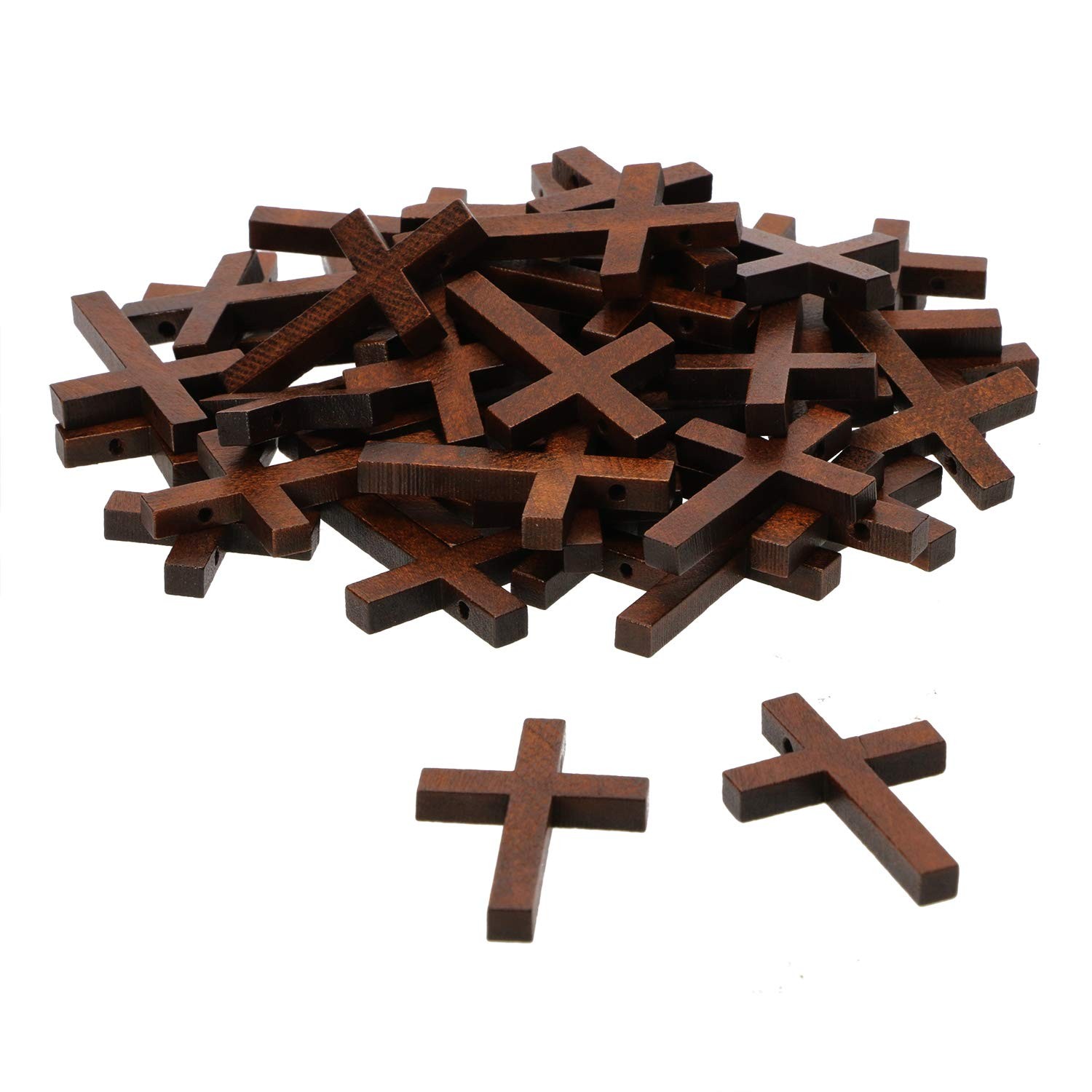 Penta Angel Natural Wood Cross Bulk 50Pcs Mini Wooden Small, Brown