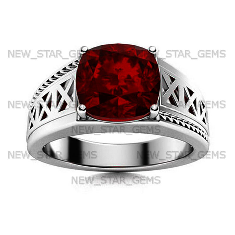 AAA Quality Red Garnet Gemstone Ring For Men’s 925 Silver Wedding Ring