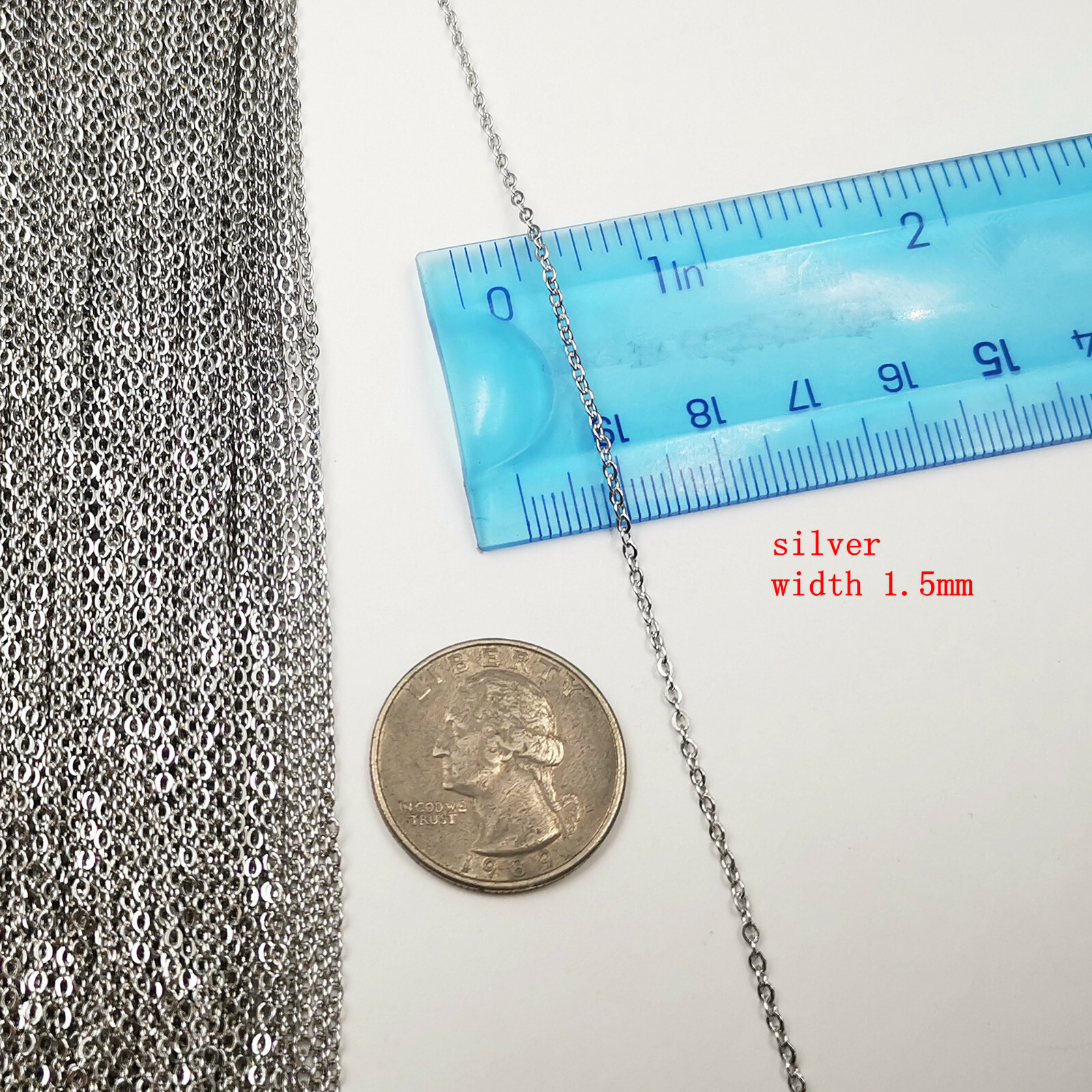 10meter Thin 1.5mm Stainless steel Joint Flattened Chain Jewelry findings DIY