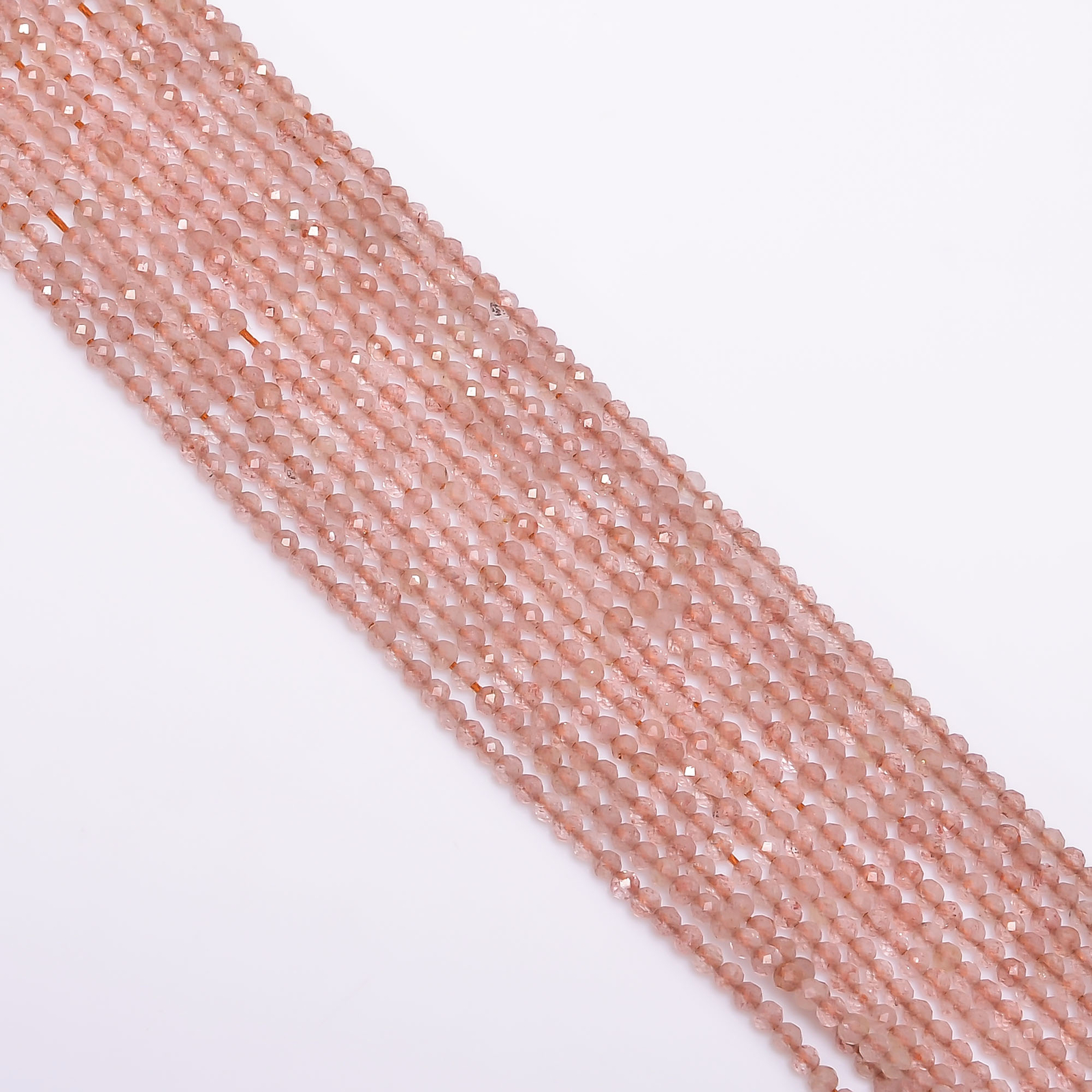 Natural Pink Strawberry Gemstone Round Israel Cut Beads 2.5 mm Strand 14″ GB-101