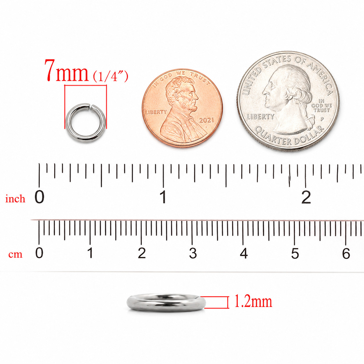 Jump Rings 7mm – 50/100/200 Stainless Steel 16 Gauge Open Jump Rings F8879