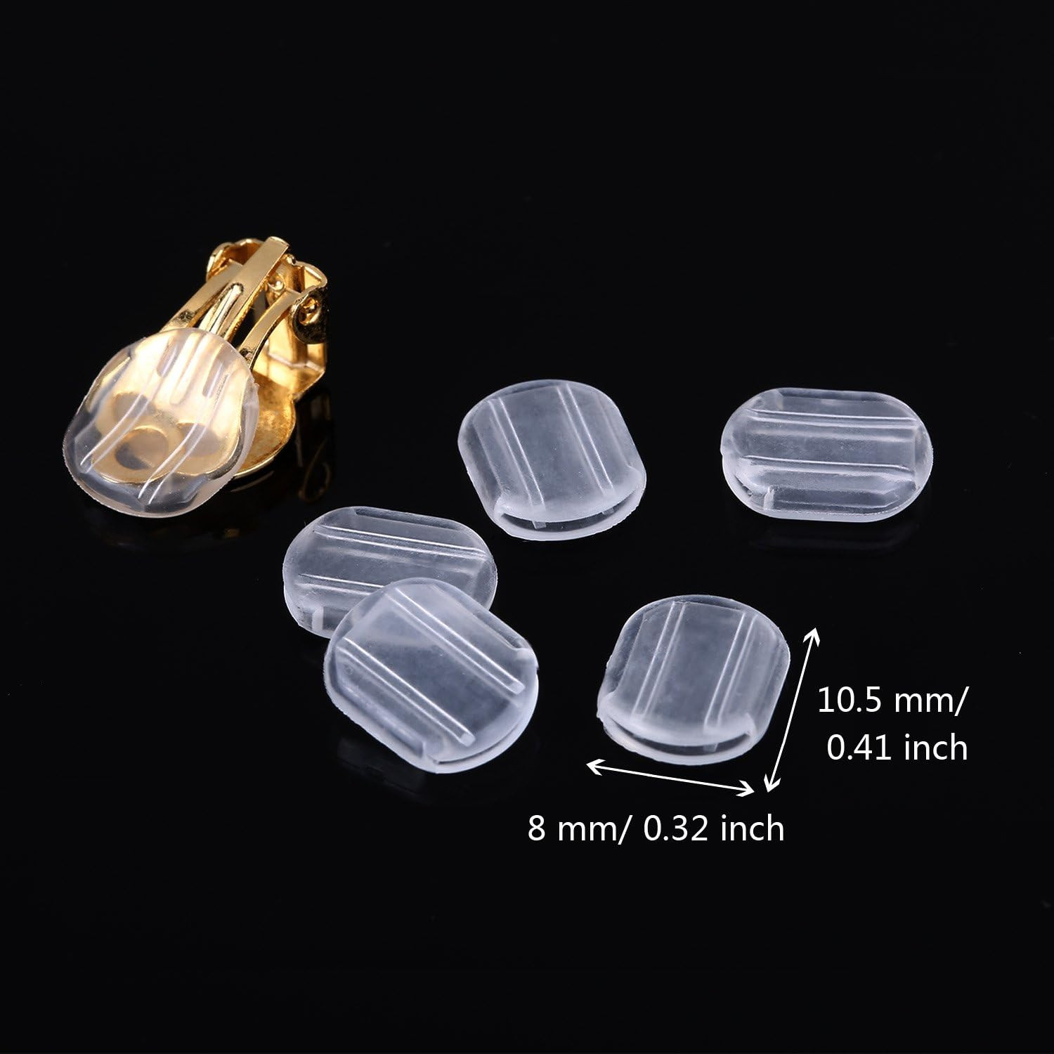 100 Pieces Silicone Earring Pads Cushions, 4 Sizes for Clip-On Earrings, Clear