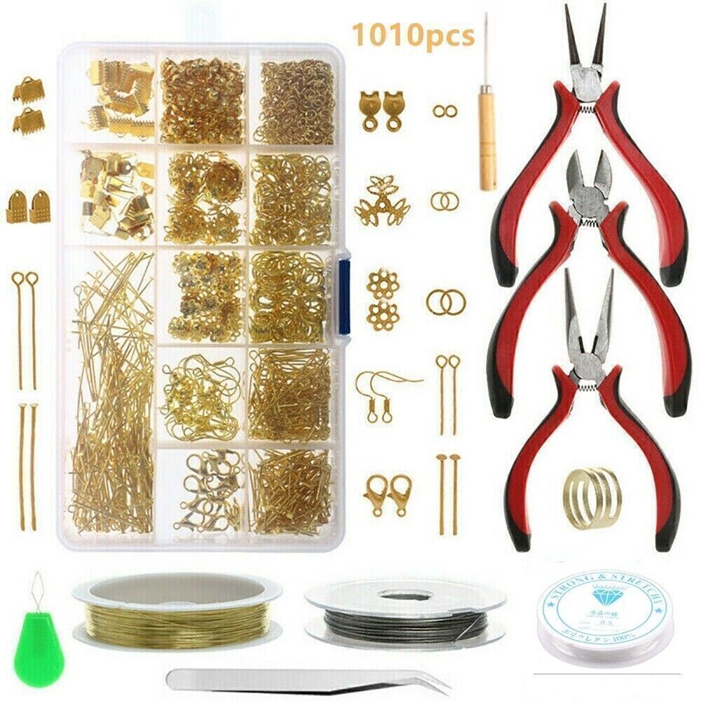 2010x Jewelry Making Supplies Kit Findings Wire Pliers Set DIY Earring Necklace